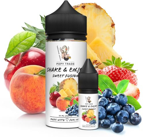 POPY TRADE - Shake & Enjoy - Sweet Fusion - Overdosed Aroma 10ml in 120ml Chubby Gorilla Flasche, einfaches mischen. Für Vernebler, Nebelmaschinen, Diffusor, Lebensmittel, Getränke uvm.