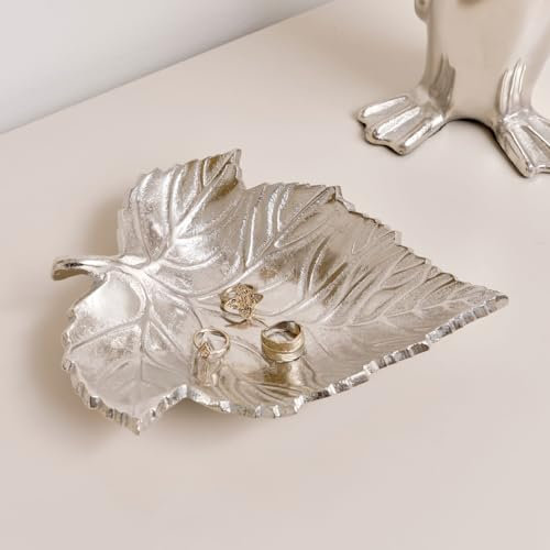 Melody Maison Shiny Silver Leaf Trinket Tray Dish