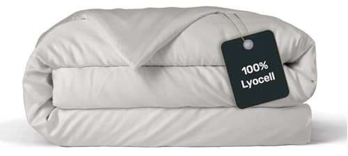 twenty:three Lyocell Deckenbezug 135x200 Light Gray - 100% Tencel - Gewonnen aus Eukalyptus - Hochwertig - Nachhaltig - Atmungsaktiv - Luxus - Hypoallergen