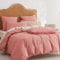 Lanqinglv Housse de Couette 240 x 260 cm Coton Vieux Rose,Unie Parure de Lit 2 Personnes avec Fermeture Éclair,Certifié Oeko-TEX Housse de Couette avec 2 Taies d'oreiller 65x65 cm
