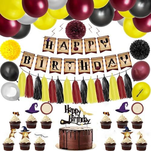 Décoration de fête d'anniversaire avec magicien : décorations d'anniversaire assistant pour enfants - 16 invités Vaisselle pour décorations d'anniversaire de magicien - Décoration de sorcier pour