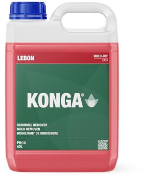 Konga Eliminador de moho y moho para baños, cocinas, lavaderos, exteriores, piscinas, gimnasios, cocinas grandes, almacenes frigoríficos (5 litros)