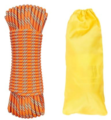 AOIQTTJNB 10mm Corde Statique 60m pour Secours en Hauteur | Nylon haute résistance, solide et durable, pour alpinisme, gréement, amarrage et levage, couleur orange