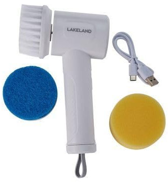lakeland Rechargable Electric Cordless Scrubber 2 Speed Settings 4 Different Heads for all Cleaning Jobs