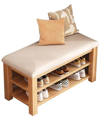 2-stöckiges Eckbank-Schuhregal mit bequemem Sitz und Eingangsaufbewahrung, weißes Schuhregal für Flur, Schlafzimmer, 60 x 30 x 44 cm
