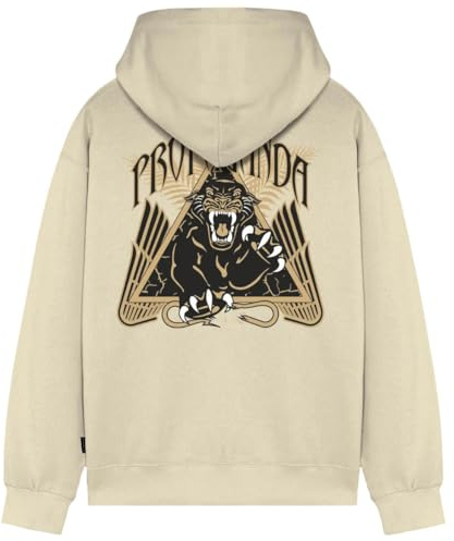 PROPAGANDA Felpa con Cappuccio Triangle Panther Hoodie Bone FW2024 Originale (IT, Testo, XL, Regular, Regular, Bone)