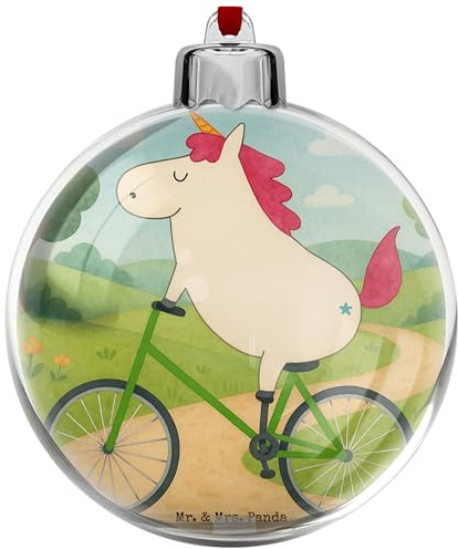 Mr. & Mrs. Panda dekohänger Einhorn Radfahrer Design - Geschenk, christbaumkugel, Einhörner, Rad, Unicorn, Kunststoff Weihnachtskugel, Konfetti, Deko, weihnachtsbaumkugeln, weihnachtskugeln