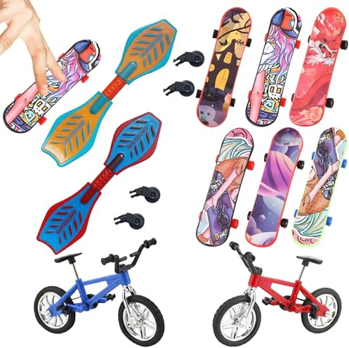 YQOPDEBD 10-teiliges Finger Skateboard, Fingerskateboard Set mit Fingerboard und Finger, Mini-Skateboards für Finger, Fingerskateboards für Unterhaltung
