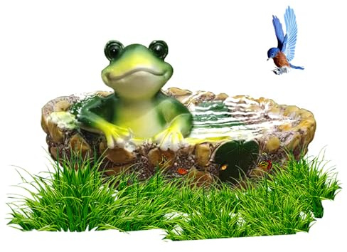 Aetherize Bird Bath Resin Frog Decorative Bird Bath Bowl 5.3 Inch Water Feeder Pool Garden Frog Ornament Outdoor Yard Decorations Ornament