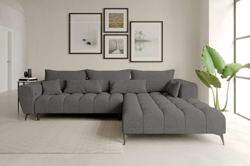 99rooms Ferrano Ecksofa Polsterecke Eckcouch Chenille Eden Anthrazit, mit Ottomane Rechts, mit Sitztiefenverstellung