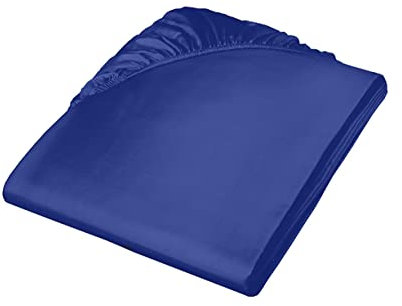 Fleuresse Colours Spannlaken, Uni-Mako-Satin, Kobalt, 160 x 200 cm