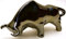 Stier (Toro), aus Keramik, handbemalt, Dekofigur, Keramik, metallic, GRAND 33 cm x 19 cm x 13 cm