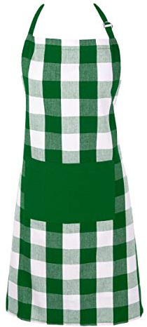 DII Classic Farmhouse Chef Apron, Cotton, Green & White, One Size