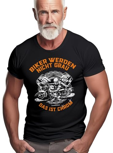 Herren-T-Shirt für den etwas älteren Motorradfahrer: Biker Werden Nicht grau - das ist Chrom