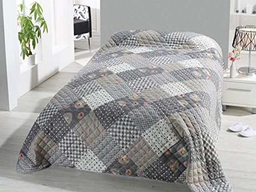 heimtexland ® Bettüberwurf Tagesdecke Steppdecke 220x240 Landhaus Deko Bettdecke Schlafzimmer Plaid Gesteppt Typ456 Patchwork
