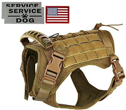 Hanshengday Taktisches Service-Hundegeschirr für mittelgroße und große Hunde, Militär-K9-Trainings-Hundeweste mit Molle- und Schlaufeneinsätzen, verstellbar, taktische Hundeweste, Geschirre mit Griff
