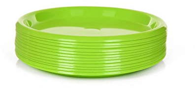 Mintra Home Lot de 12 Assiettes en Plastique Réutilisables Rondes, 19.6 cm, Sans BPA, Passant au Micro-ondes et au Lave-vaisselle pour Fête, Cuisine, Dîner et Déjeuner (Vert)