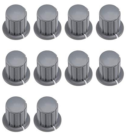 sourcing map 10 Stück 4 mm Einsatz Schaft 16 x 16,5 mm Kunststoff Potentiometer Drehknopf Grau