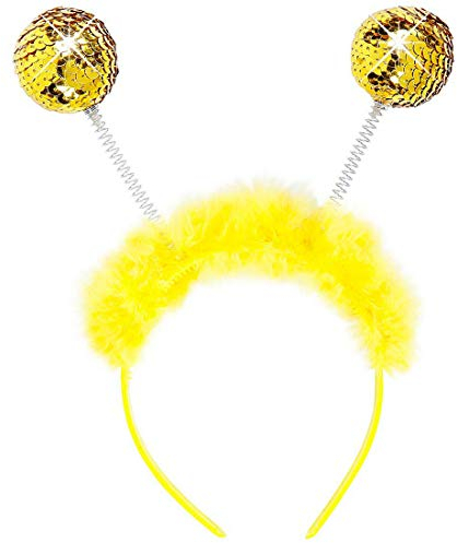 Amakando Bezaubernder Haarreif Biene & Hummel mit Fühlern/Gold-Gelb/Honigbiene Haarschmuck mit Disco-Kugel & Plüsch für Kinder/Genau richtig zu Straßenkarneval & Fastnacht