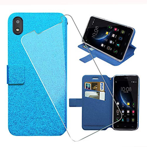 KJYF Hülle für Gigaset GS110 (6.10) Standfunktion Case + Schutzfolie, 9H Härte Flip Handyhülle PU-Leder Tasche Flip Schutzhülle Cover für Gigaset GS110 (6.10).