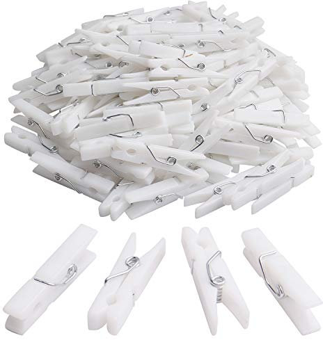 BronaGrand Lot de 100 mini pinces à linge en plastique pour photo, décoration de maison, dortoir, bureau