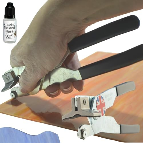 Outil de coupe de verre – Kit de coupe-verre pour débutant ou professionnel avec pince intégrée dans le coupe-verre - Outil de coupe de verre teinté de 1 mm et coupe du verre épais