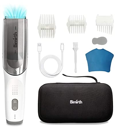 Bimirth Kids Haarschneider, Vakuum Baby Haarschneider, Leise Kids Haarschneidemaschine, Silent Haartrimmer für Kinder, Wasserdichter, Schnurlose, USB Schnell Wiederaufladbar, 3 Führungskämme (Vakuum)