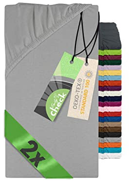 Emily´s Check 2er-Pack Spannbettlaken für Kinder- und Babybettmatratzen 1493.2123, 70 x 140 cm, Silbergrau