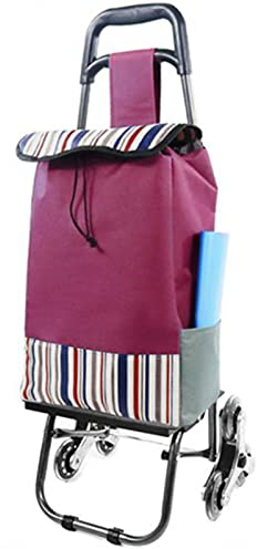 TTSLVS Einkaufstrolley,Grosse KapazitäT Einkaufsroller Treppensteiger Handwagen Multifunktional Klappbarer Einkaufs Trolley für Zuhause Supermarkt Gewichtskapazität 70kg,Rosa