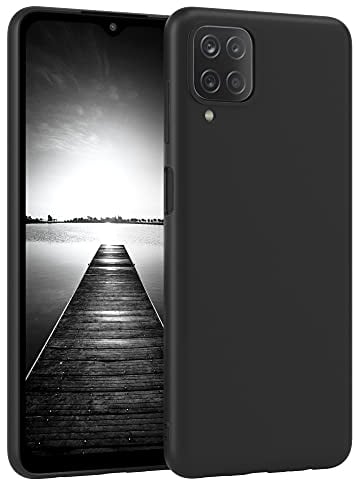 EAZY CASE - Silikonhülle für Samsung Galaxy A12 Hülle Silikon Case Schwarz stoßfeste Handyhülle Galaxy A12 Schutzhülle mit Kameraschutz Dünn Premium Schutz Cover TPU Phone Bumper in Schwarz Matt