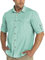 33,000ft Men's Long Sleeve Hiking Shirt Lightweight Quick Dry UV Button Shirts with Pockets Outdoor Shirts for Safari Walking Fishing Mint Green L