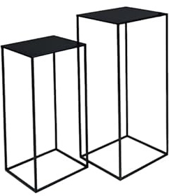 2er Set Metall Blumenhocker Milano - Größe L+XL schwarz eckig Beistelltisch Stilvolles Design Ideal für Pflanzen und Dekoration P-77792