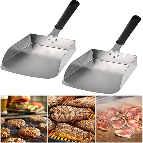 Yarlung 2 Pack Large Griddle Scoop, Stainless Steel Smash Burger Spatula, Griddle Food Mover BBQ Turners Food Shovel Scraper for Fried Food, Stir Fry, Hibachi Tools
