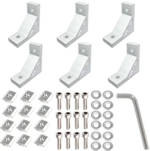 Befestigungsmaterial winkel 90 grad 30x30 Winkelverbinder Aluprofil Verbinder Aluminium Profil Winkel Verbinder für Strebenprofil, 3D-Drucker, CNC-Router, DIY-Projekte 6Stk (3030 90 Grad)
