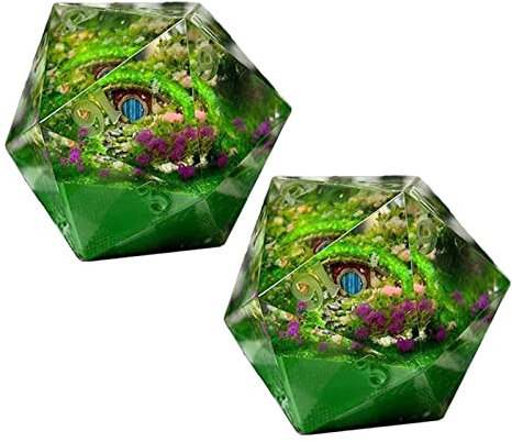 VENDOS Halbtransparente Harz Würfel, Harz Würfel - Halbtransparente Polyeder Harz Hobbit Würfel, Hobbit Würfel für RPG, Halbtransparente Würfel, perfekt für Tischspiele. (Size : 2pcs)
