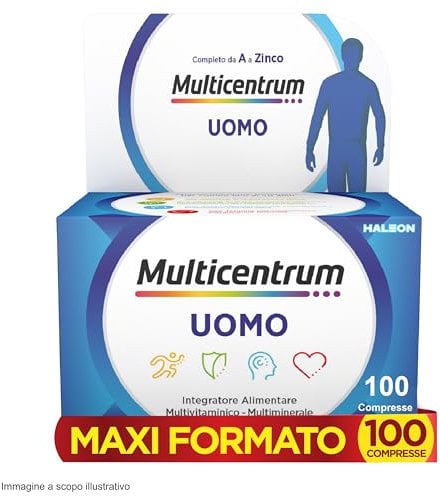 Multicentrum Hombre Complemento Alimenticio Multivitamínico y Multimineral Para Hombres, Con Vitamina C y D, Sin Gluten, 100 Comprimidos