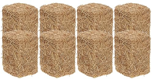 TOYANDONA Accesorios 8 Piezas Balas Heno Otoño Pajar para Casa Bloque Heno En Miniatura Mini Fardos Heno Decoración Pajar Estatuilla Pajar Cuadrado Madera Juguete