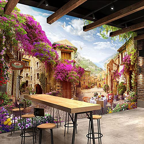 Personnalisé 3D Papier Peint Mural Ville Pastorale Ville Paysage Nature Photo Peintures Murales Café Restaurant Toile De Fond Papier Peint 3 D-200Cmx140Cm