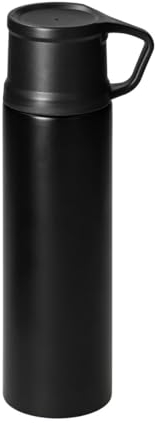 Thermoskanne 500 ml 'Kibo' - Doppelwandige Edelstahl Trinkflasche mit auslaufsicherem Schraubdeckel - Thermosflasche für Warme & Kalte Getränke - Isolierflasche inkl. Becher, Farbe:schwarz