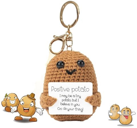 Bogoro Pocket Hug Positive Kartoffel,Lustige Positive Kartoffel Pocket Hug,Strickwolle Kartoffel Puppe Positive Potato Schlüsselanhänger,Für Beste Freundin Lustige Geschenk für Familie Freund Patient