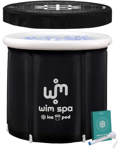 Wim Spa [Das Original seit 2015] Ice Pod (80 cm Ø x 80 cm) XL - Faltbares isoliertes Eisbad/Eisfass für Cold Plunge Kältetherapie, tragbare Badewanne inkl. ThermoLid, Cover, Thermometer, eBook UVM.