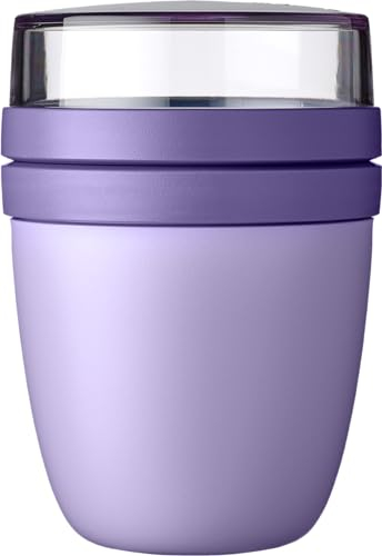 Mepal - Lunchpot Ellipse - Praktischer Joghurtbecher & Müslibecher - Unterteilung für Joghurt & Müsli - Geeignet für Gefrierschrank, Mikrowelle & Spülmaschine - 500 ml + 200 ml - Vivid Lilac