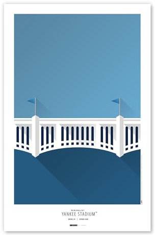 New York Yankees – Minimalistisches Yankee Stadium MLB Kunstposter Druck von S. Preston – Wohnzimmer-Wanddekoration, 27,9 x 43,2 cm, ungerahmtes Kunstwerk