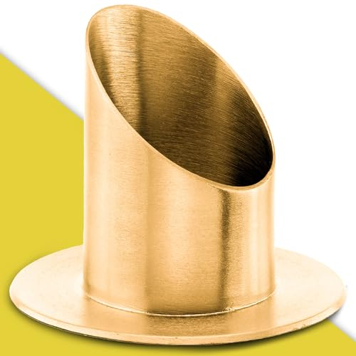 WikaKerzen Kerzenleuchter für Kerzen - Kerzenständer in Silber & Gold gebürstetem Messing Metall - Kerzenhalter für Kommunionkerze (Gold, Ø 5 cm)