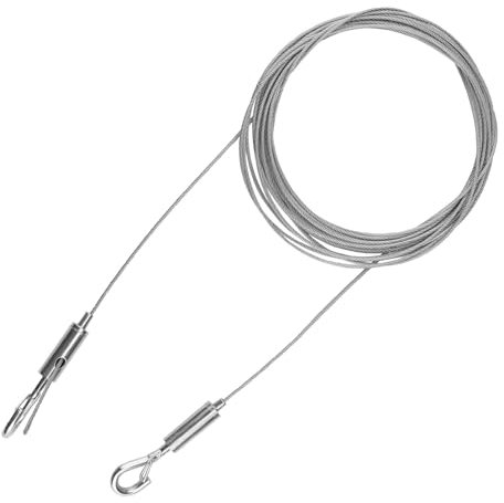 LERANXIN Cavo Acciaio Inox, Cavo Acciaio per Tende 1,5 mm x 5 m, con Occhielli, Regolabile, Corda Acciaio, Adatto per Tende, Supporti per Lampadari, Cornici per Foto