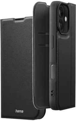 Hama Handyhülle für iPhone 16 Plus (Handytasche zum Aufstellen, Etui mit Kartenfach, extra Schutz von Display und Kamera, mit Magnet, Klapphülle, weich, Anti Fingerabdruck) schwarz