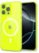 Svanove for iPhone 16 Pro Case Clear Compatible with Magsafe, Transparent Magnetic Magnet Mag Case, Cute Slim Thin Silicone Grip & Shockproof Camera Cover Drop Protection Bumper,Neon Green Lime