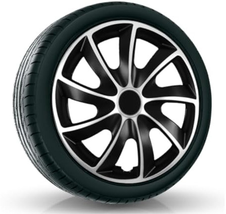 All4You Radzierblenden Quad Bicolor Radkappen Radblenden 4 Stück Silber Schwarz (17 Zoll)