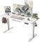 BEXEVUE Height Adjustable Electric Standing Desk - 140x60 cm Stand Up Table Desk Thick Splice Board, Smart Control Panel 3 Memory Heights, Anti-Collision System, Sit Stand Desk for Home Office, White