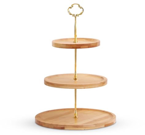 Zinueen Tortenständer Etagere 3 Etagen Holz Etagere Holz Cupcake Ständer，etagere Weihnachten，etagere Groß Für Geburtstag Nachmittagstee Party Hochzeit ，H: 38 cm